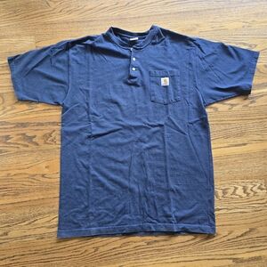 Carhartt Mens Blue Short Sleeve Shirt Size Large Tall